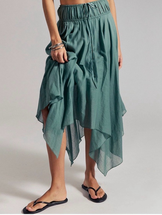 Free People Dresses & Skirts - NWOT Free People cotton teal/sage asymmetrical garden fairy boho midi skirt M
